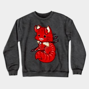 Halloween Chibi Winged Kitty - Red Tabby Devil Cat Crewneck Sweatshirt